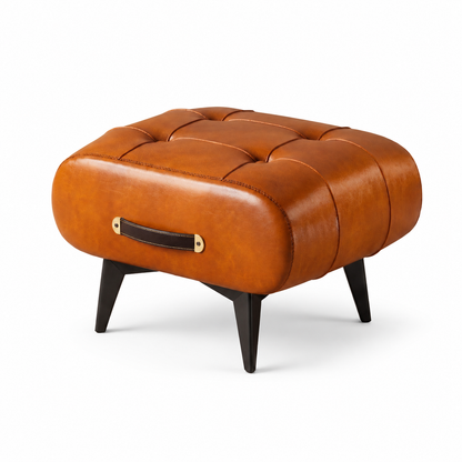 Pouf design cuir noir