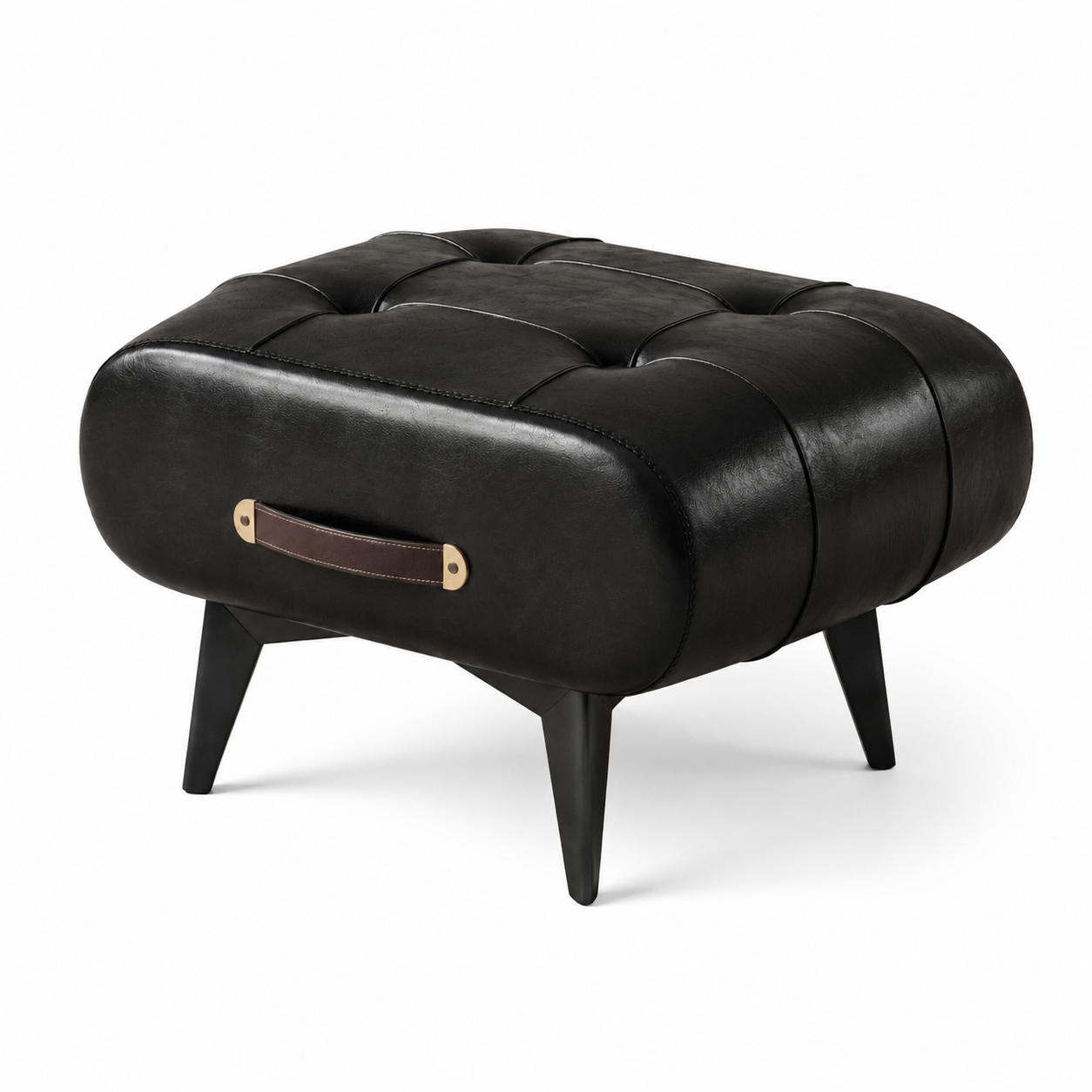 Pouf design cuir noir