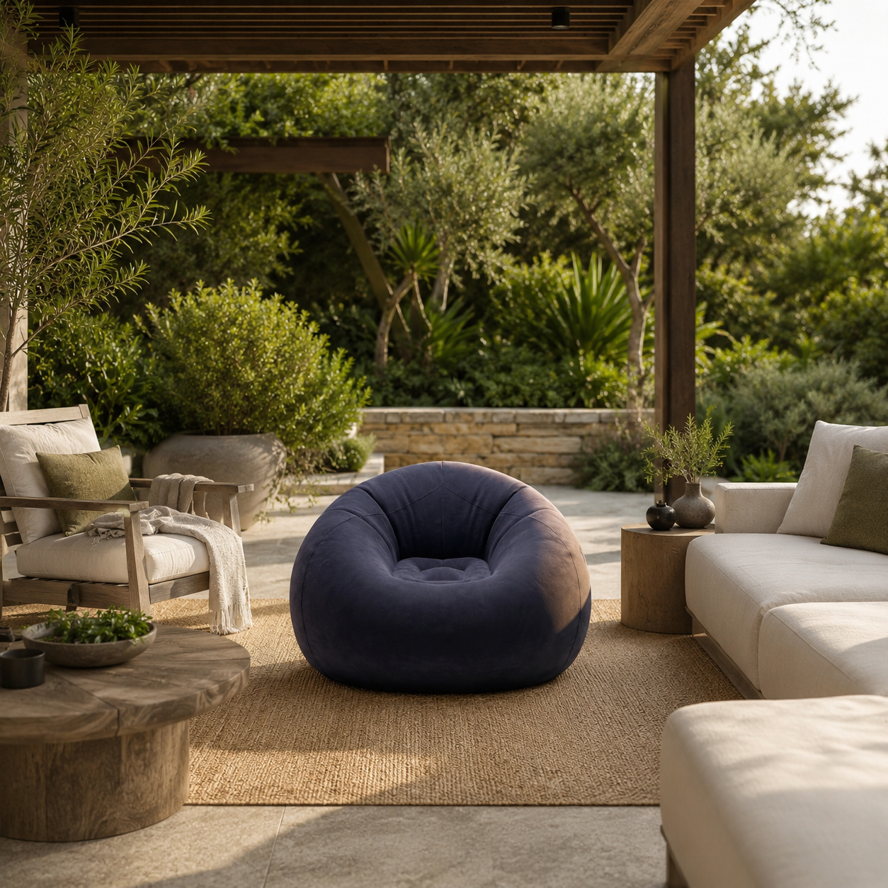 Pouf de jardin gonflable