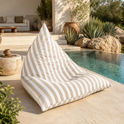 Pouf extérieur rayé