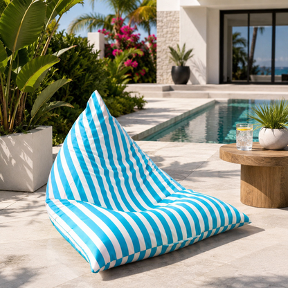Pouf extérieur rayé