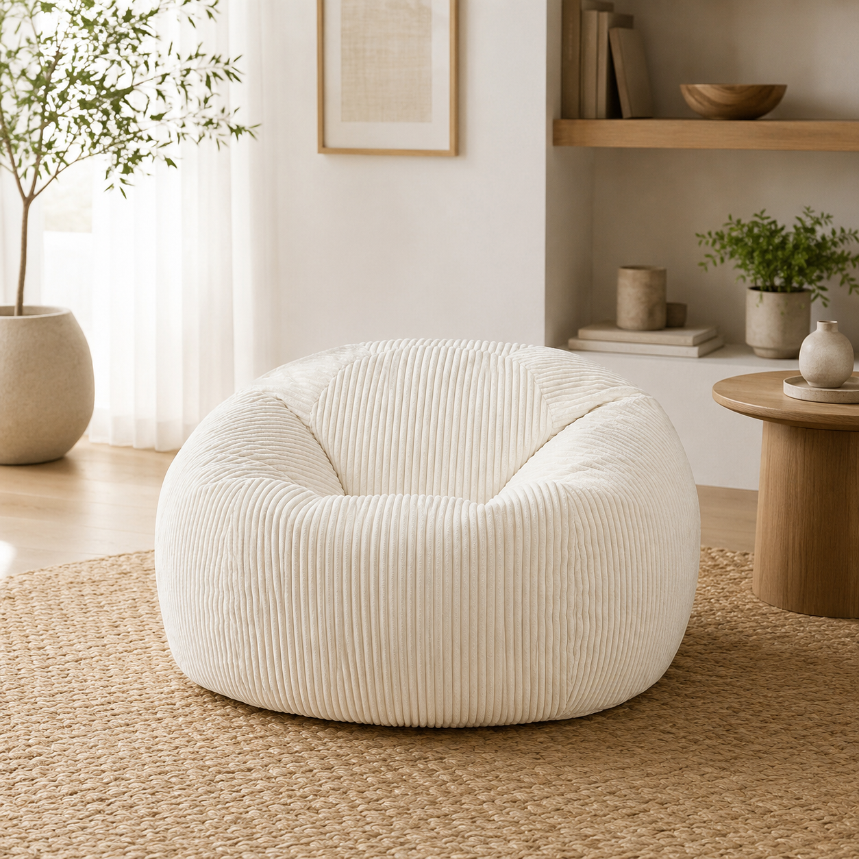 Pouf velours côtelé