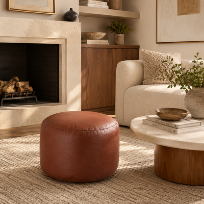Pouf blanc rond