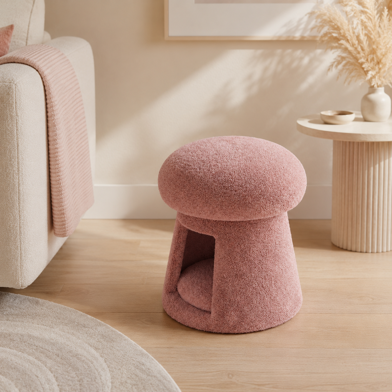 Pouf bouclette rangement