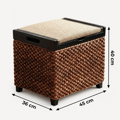 Pouf rangement bois