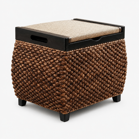 Pouf coffre en bois