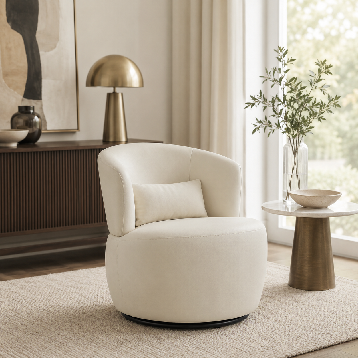 Fauteuil pouf blanc