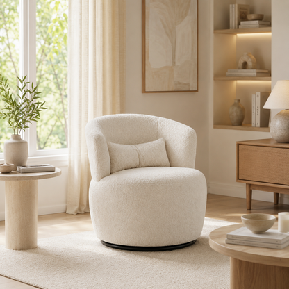 Pouf rond bouclette