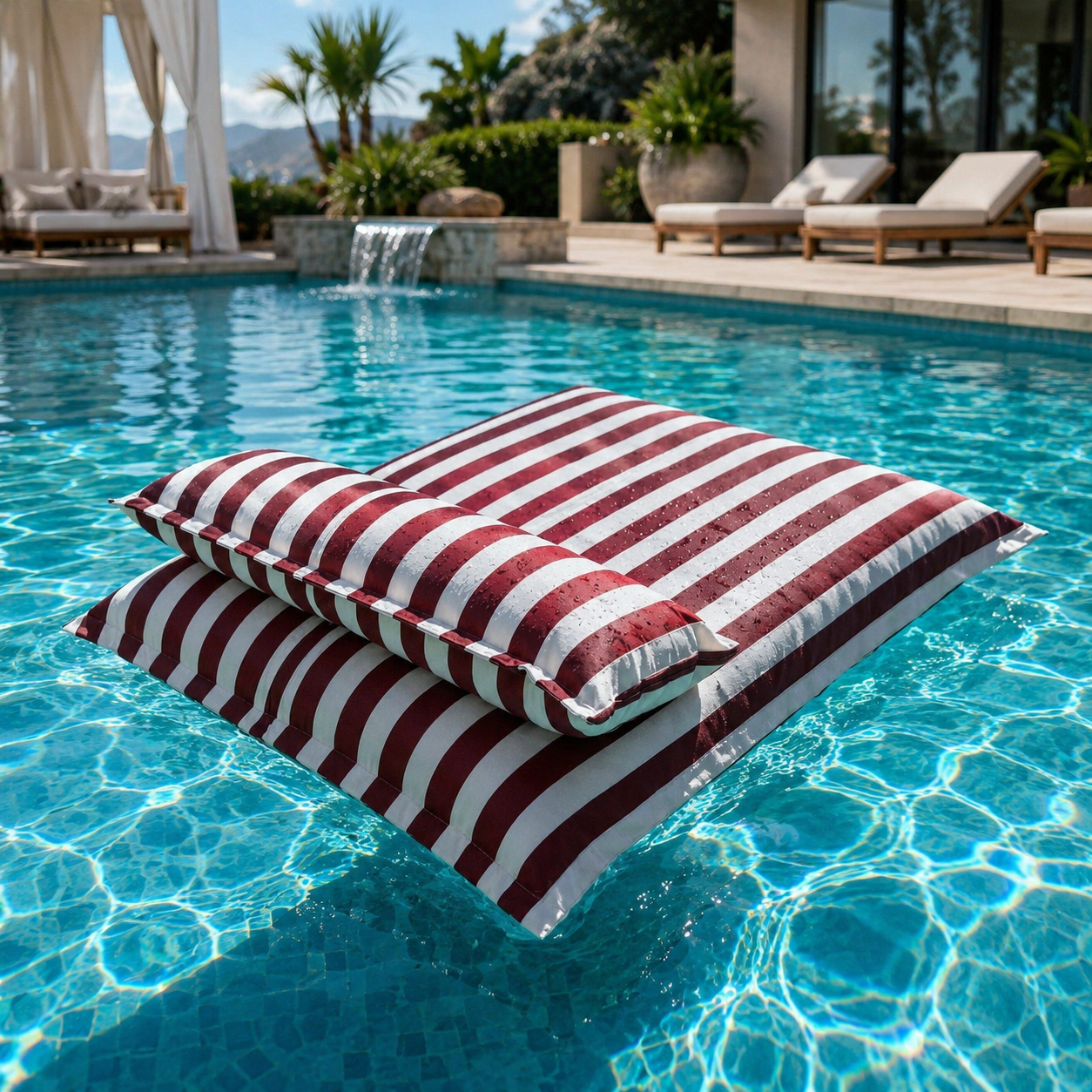 Pouf piscine rayé