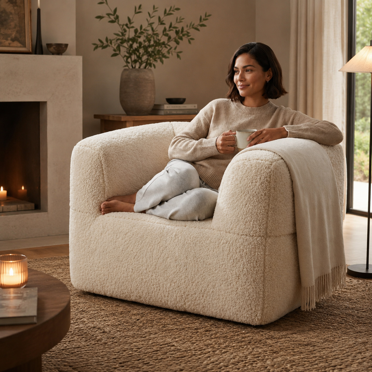 Fauteuil pouf fourrure