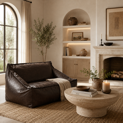 Canapé en cuir pouf