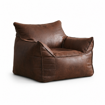 Fauteuil pouf en cuir