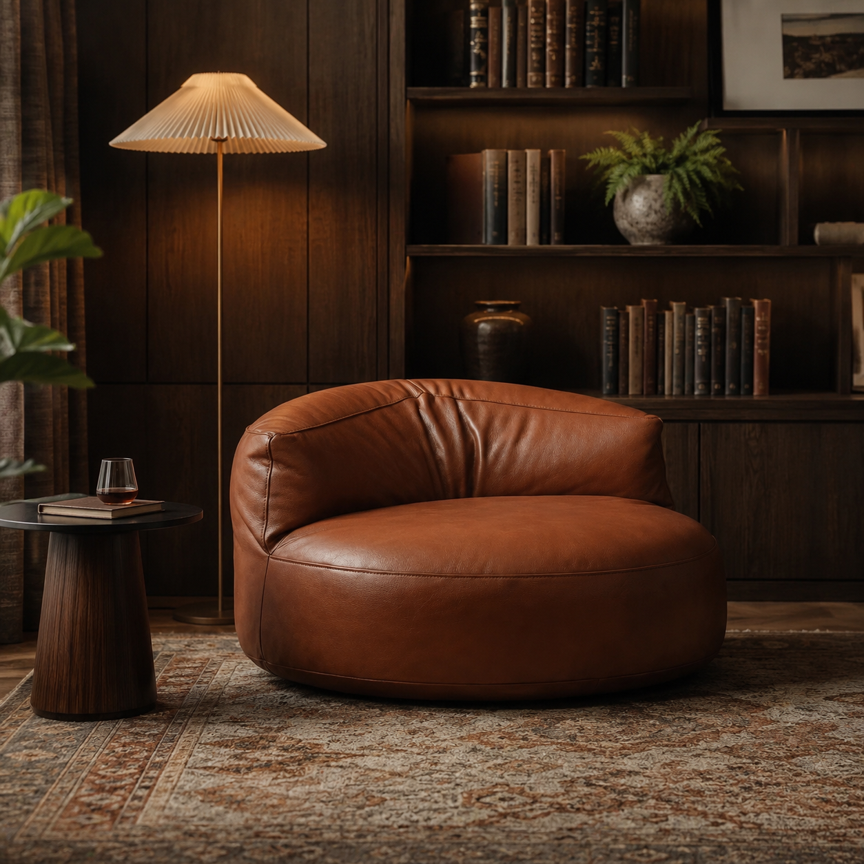 Pouf fauteuil salon similicuir