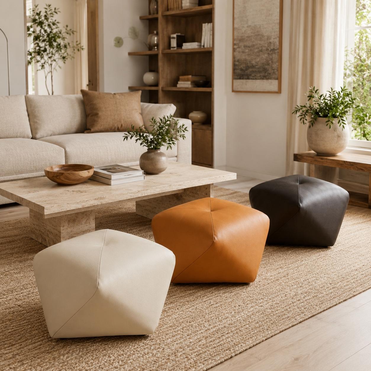 Pouf tabouret cuir