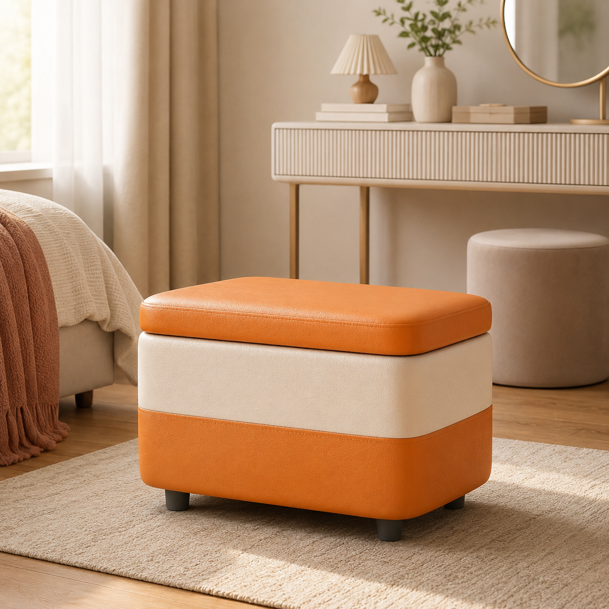 Coffre de rangement pouf