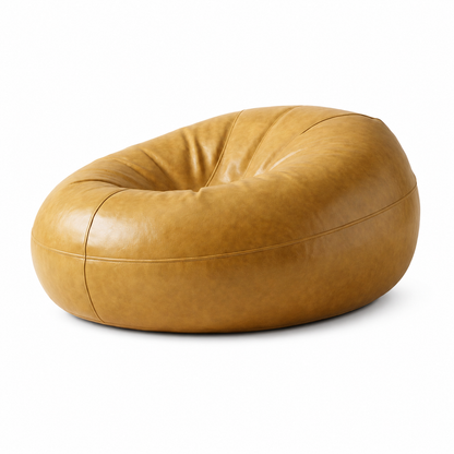 Pouf rond en cuir