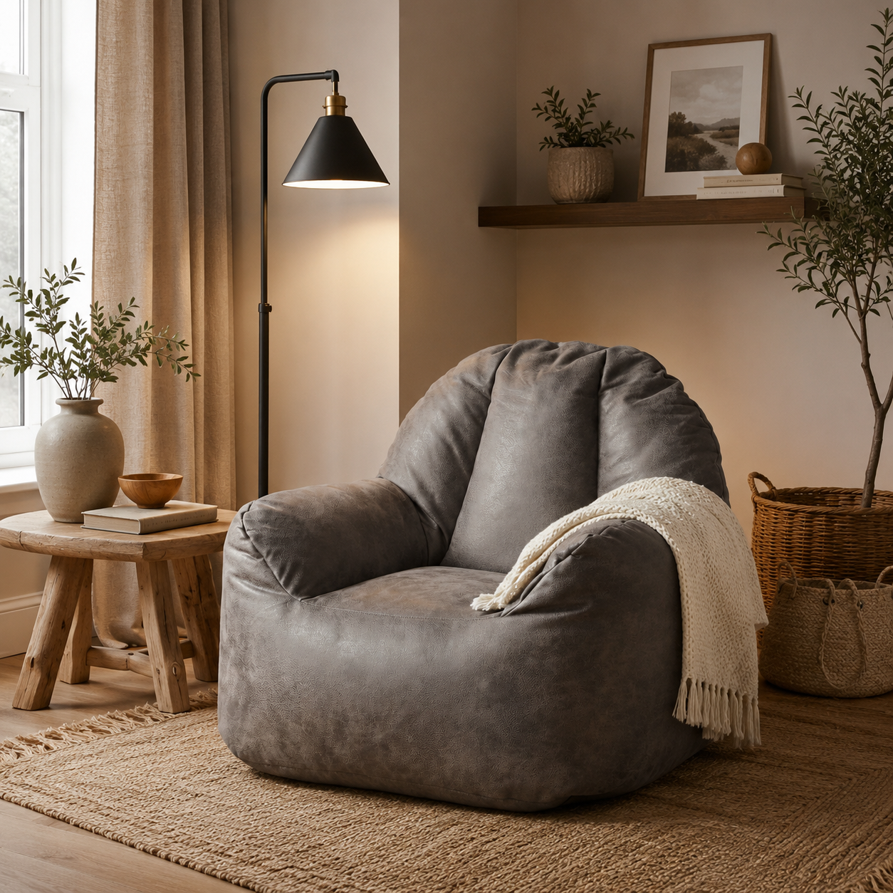 Pouf en cuir premium
