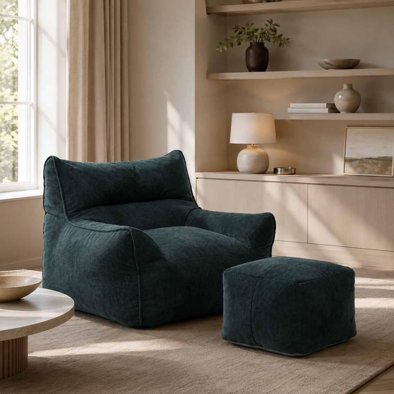 Fauteuil avec pouf intégré