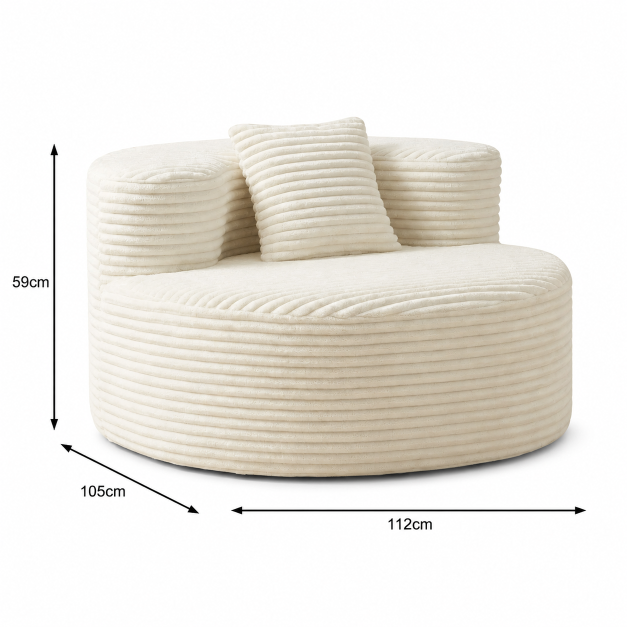 Fauteuil pouf velours côtelé