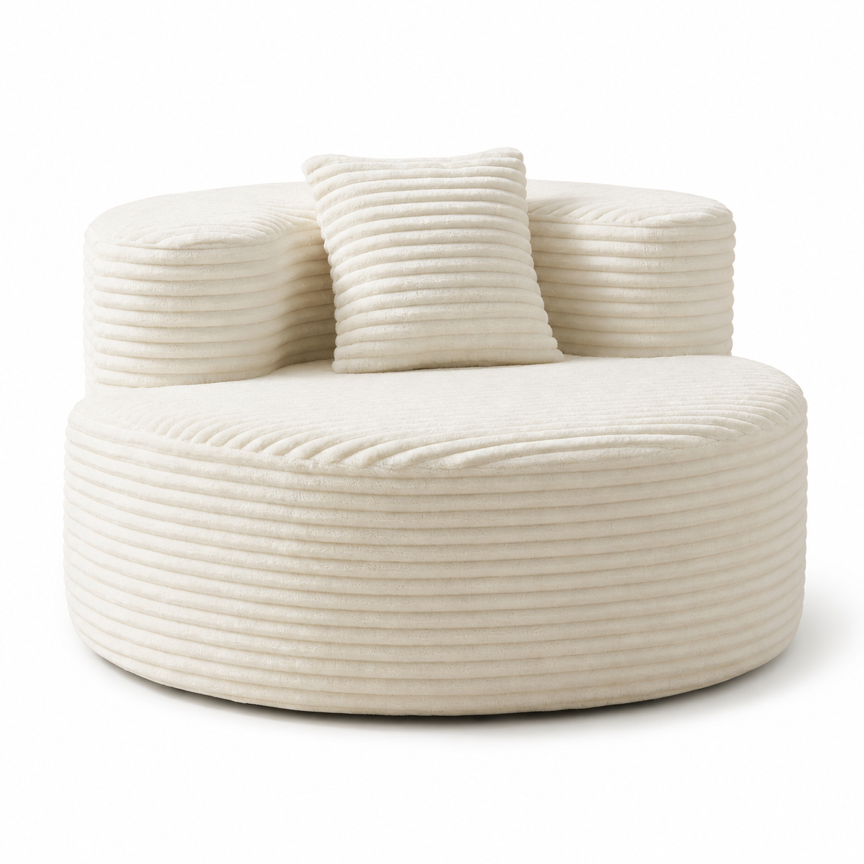 Fauteuil pouf velours côtelé