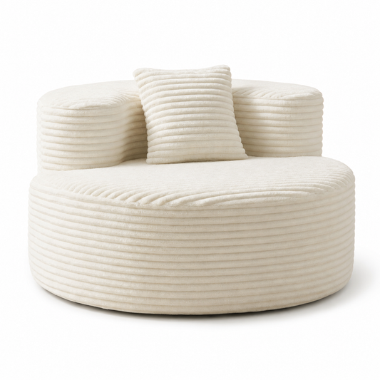 Fauteuil pouf velours côtelé