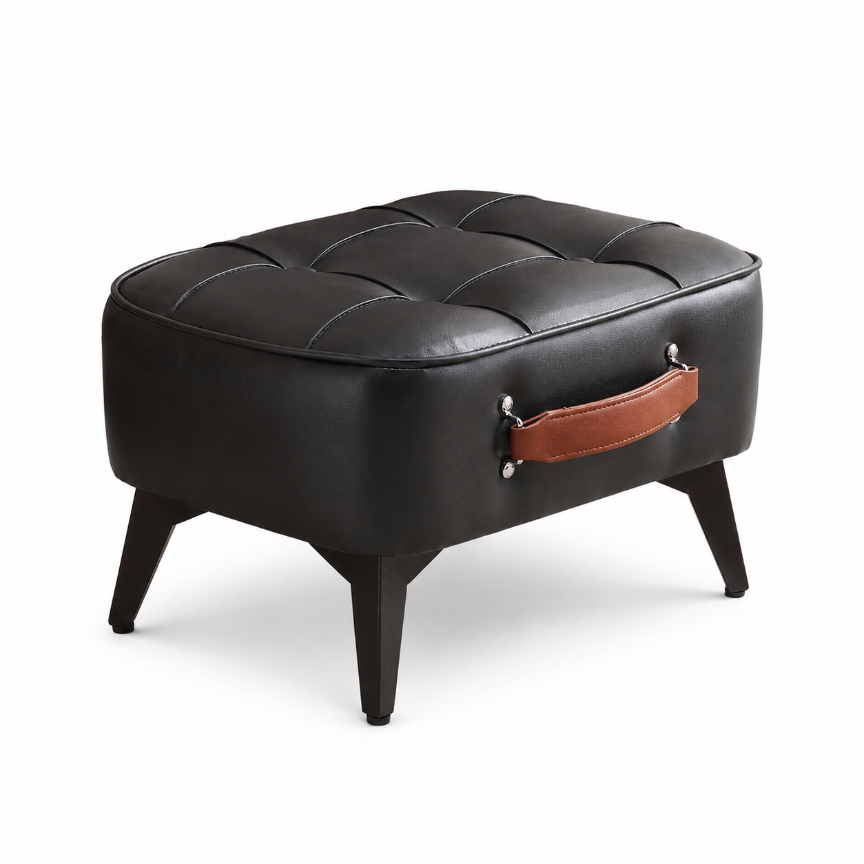 Pouf design cuir marron