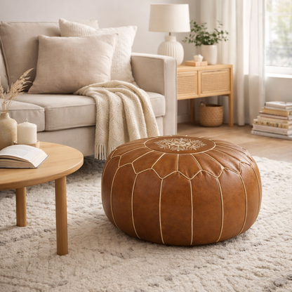Pouf en cuir marocain