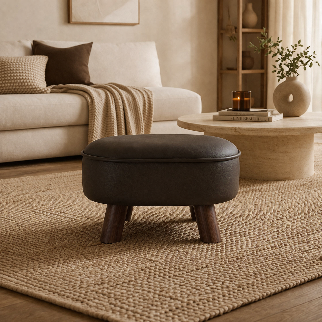 Pouf salon repose-pied