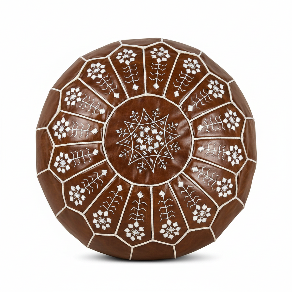 Pouf marocain en cuir