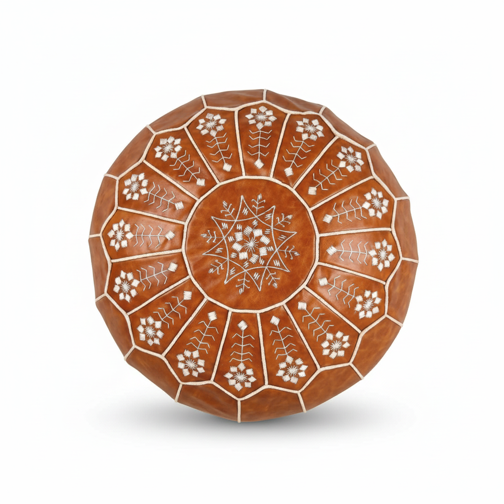Pouf marocain fond blanc ombre légère