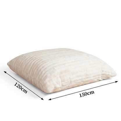 Pouf plat blanc fond blanc avec dimensions